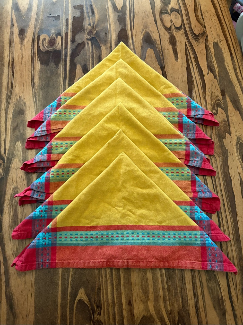 Vintage Pier 1 imports Set of 6 Provencal Jacquard Woven Napkins Geometric